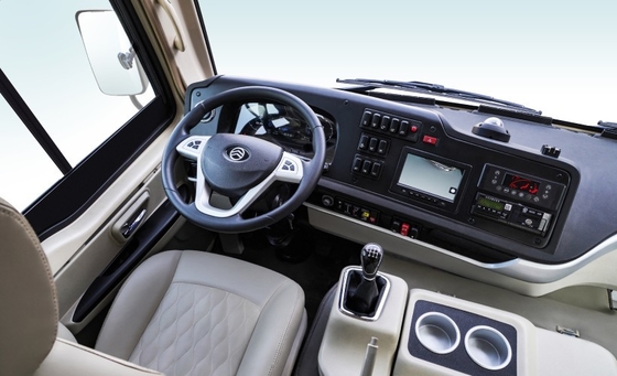 Ghế da sang trọng Coaster Xe buýt Ghế da 7m 150hp Động cơ diesel Đèn pha LED