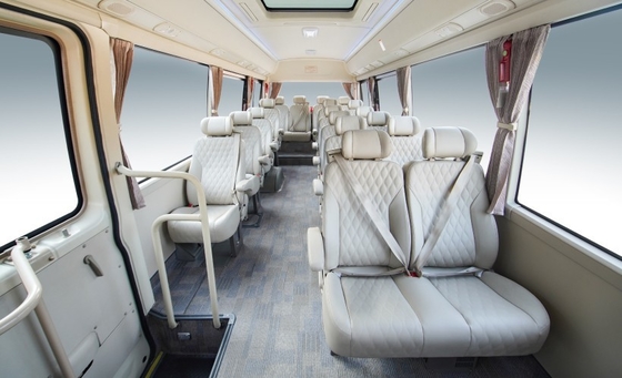 Ghế da sang trọng Coaster Xe buýt Ghế da 7m 150hp Động cơ diesel Đèn pha LED